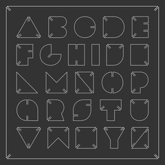 Contour font. Vector minimalistic english alphabet.