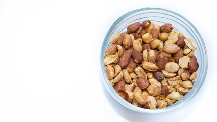 Peanuts on a white background