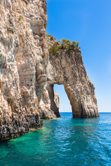 View of  Keri blue caves  in Zakynthos (Zante) island, in Greece