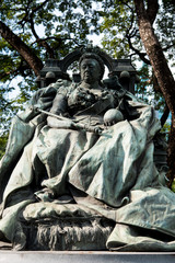 Statue of Queen Victoria in shadow moment, Statue of Queen of Great Britian & Ireland