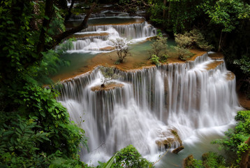 Fototapeta na wymiar waterfall huay mae khamin in Kanchanaburi province,Thailand
