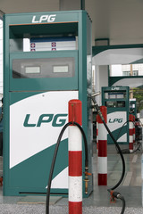 Fototapeta premium Filling station with pumps. Fuel dispensers LPG.