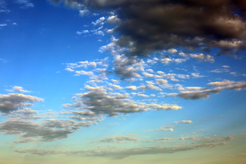 sky background with dark clouds at sunset