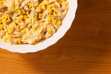 Chicken salad paste with maize corn