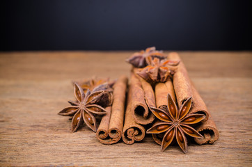 Star anise and cinnamon stick