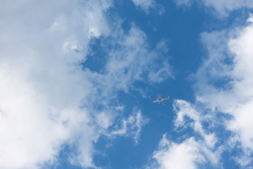 Today, the sky is clear a cloudy planes are flying past.