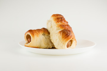 Fresh sausage in dough