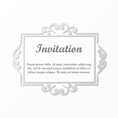 Vector decorative element for design. Frame template with place for text. Fine floral border. Lace decor. Elegant art for birthday and greeting card, wedding invitation.
