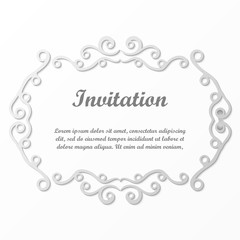 Vector decorative element for design. Frame template with place for text. Fine floral border. Lace decor. Elegant art for birthday and greeting card, wedding invitation.