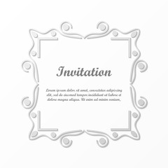Vector decorative element for design. Frame template with place for text. Fine floral border. Lace decor. Elegant art for birthday and greeting card, wedding invitation.