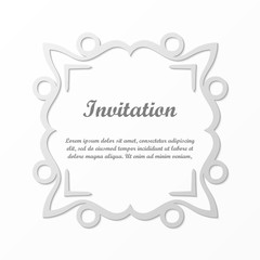 Vector decorative element for design. Frame template with place for text. Fine floral border. Lace decor. Elegant art for birthday and greeting card, wedding invitation.