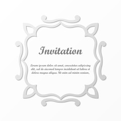 Vector decorative element for design. Frame template with place for text. Fine floral border. Lace decor. Elegant art for birthday and greeting card, wedding invitation.