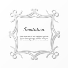 Vector decorative element for design. Frame template with place for text. Fine floral border. Lace decor. Elegant art for birthday and greeting card, wedding invitation.