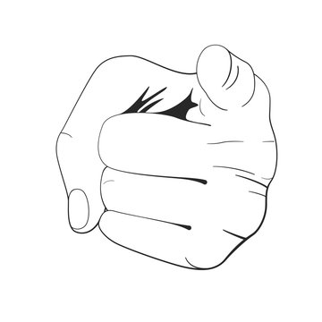 Pointing Finger. Vector outline illustration.