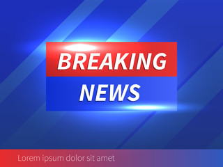 Breaking News Banner with striped blue Background. Vector Business Template. Technology News and more. Vector Illustration.
