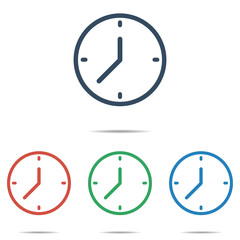 Clock icon set - simple flat design isolated on white background, vector