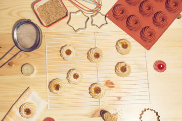 homemade cookies of apricot jam for party