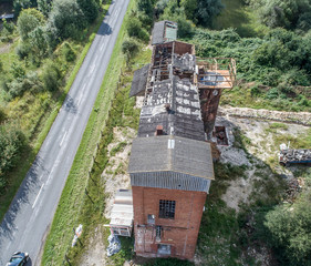 Aerial photo of a lost place, industrial hall near Hildesheim
