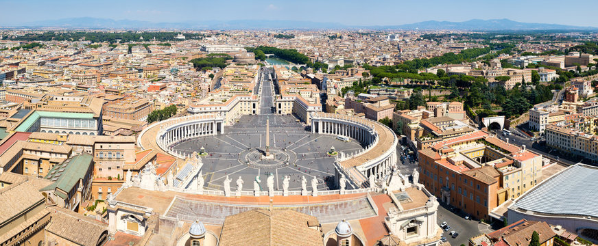 Aerial panorama of central Rome including Saint Peter's Square and the Vatican