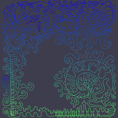 Decorative psychedelic, fantastic frame with place for text, neo