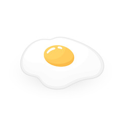 Juicy fried egg in flat style. Simple easy breakfast. Cooked food icon. Vector illustration