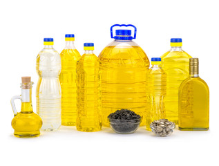 Bottles of sunflower