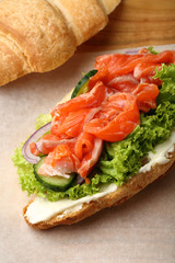 Croissant with salmon