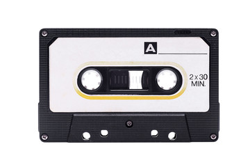 Cassette tape on white background.