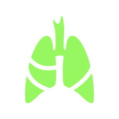 Obraz premium Vector silhouette medical illustration of human body organ - lungs with trachea.