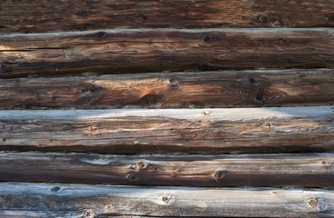 "Wall of old wooden logs "!