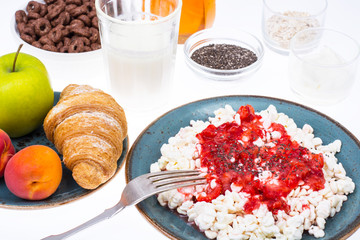 Healthy and healthy food with chia seeds