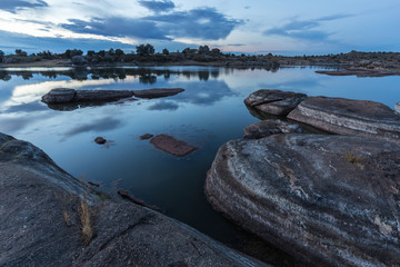 Landscape in the Natural Area of Los Barruecos. Malpartida de Caceres. Spain
