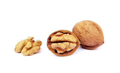 walnuts in shell isolated on white background