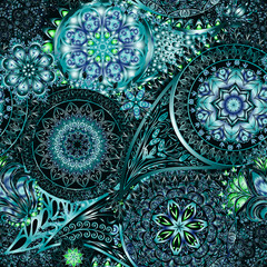 Paisley vintage floral motif ethnic seamless background.