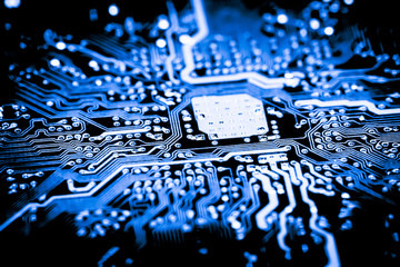 Abstract, close up of Circuits Electronic on Mainboard Technology computer background .
(logic...