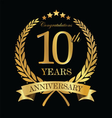 Anniversary golden laurel wreath 10 years