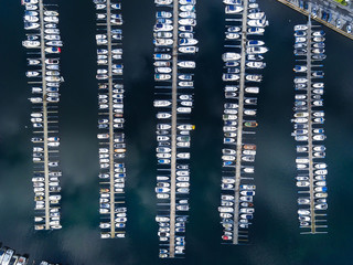 Fototapeta premium Boats in the marina, top view