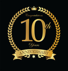 Anniversary golden laurel wreath 10 years