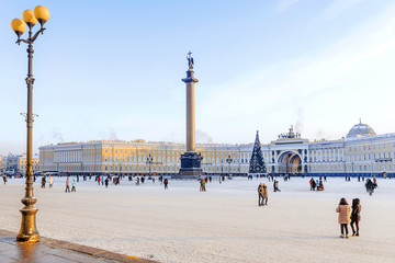 Winter view of the building of the General Staff in the palace square in St. Petersburg