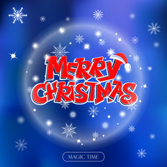 Merry Christmas hand drawn lettering text vector illustration. Holiday xmas poster or postcard. 