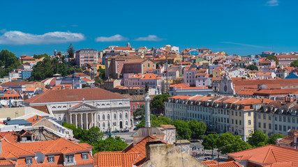 Fototapeta na wymiar Lisbon, Rossio place, panorama, Portugal 
