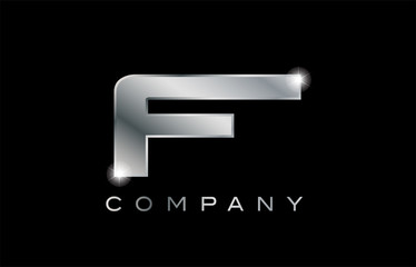 Fototapeta premium F silver metal letter company design logo