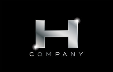 Obraz premium H silver metal letter company design logo