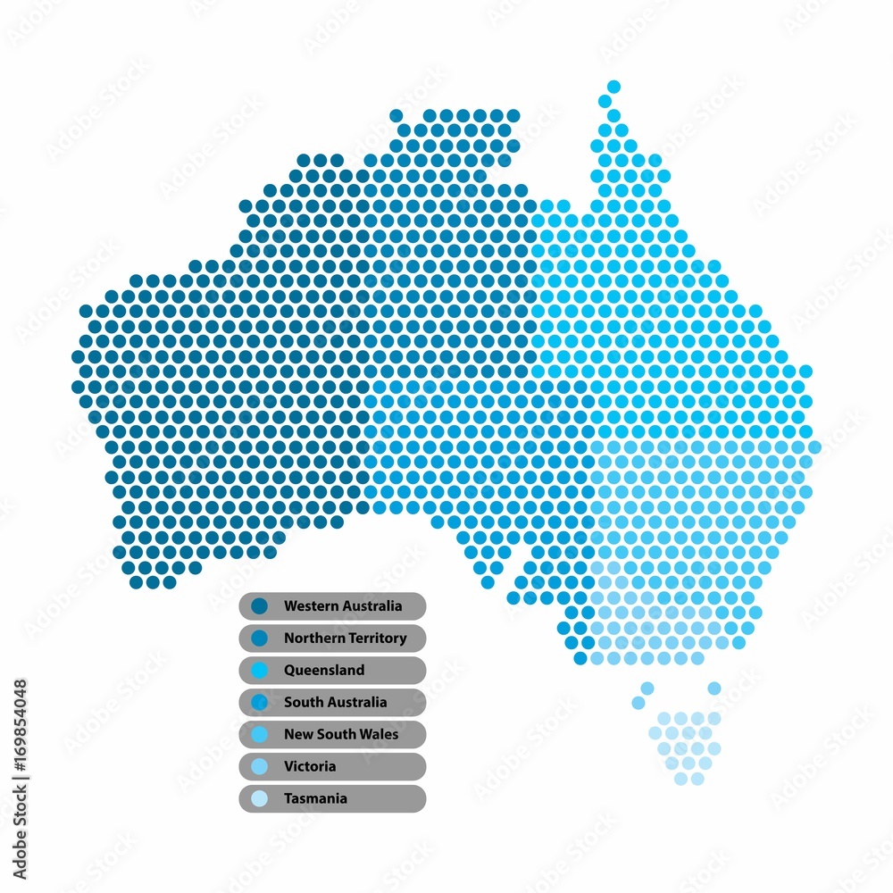 Aufkleber australia map of circle shape with the provinces colored in bright colors on white background. vecto
