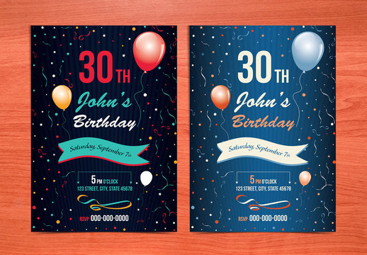 Birthday Card Layout with Balloon Illustrations 1