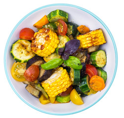 Zucchini, corn, eggplant, carrots and paprika, grilled