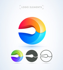 Logo elements set. Vector abstract ellipse shapes collection. Application icon