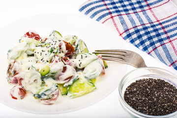 Vegetarian vegetable salad with chia seeds