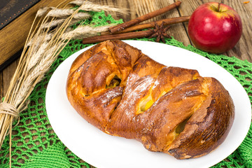 Apple pie with cinnamon on Thanksgiving Day