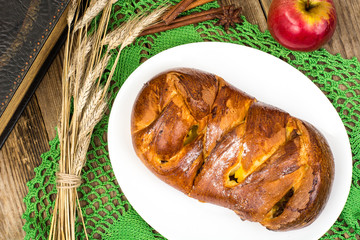 Apple pie with cinnamon on Thanksgiving Day